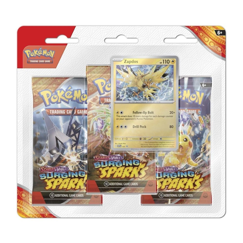 Pokémon TCG: Scarlet & Violet Surging Sparks 3 Booster Packs & Zapdos – ShipTCG